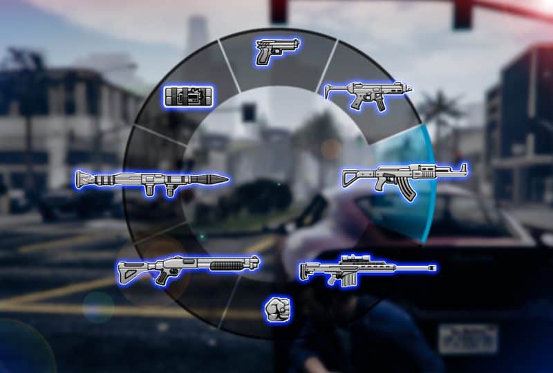 Your weapon wheel after using the all weapons cheat.